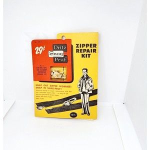 Vintage Dritz Metal Zipper Repair Kit Unused New Old Stock Clothing Sewing 1950s